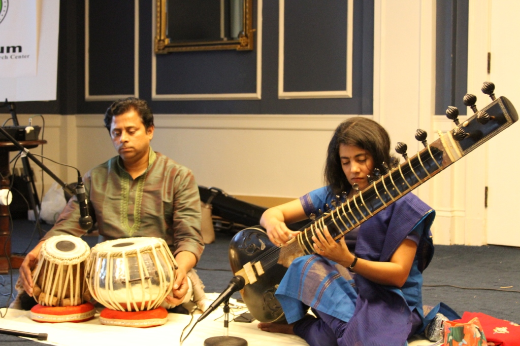 Dr. Koyel Ghosal playing sitar at lab concert accompanied by Mr. Rajesh on Tabla.